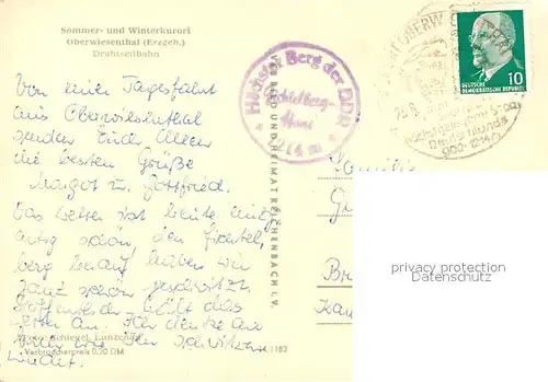 AK / Ansichtskarte Oberwiesenthal_Erzgebirge Drahtseilbahn Oberwiesenthal Erzgebirge