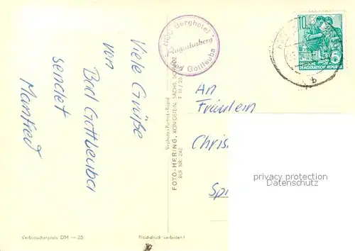 AK / Ansichtskarte Bad_Gottleuba Berggiesshuebel HO Berghotel Augustusberg Bad