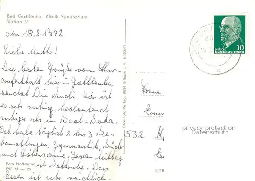 AK / Ansichtskarte Bad_Gottleuba Berggiesshuebel Klinik Sanatorium Station 2 Bad