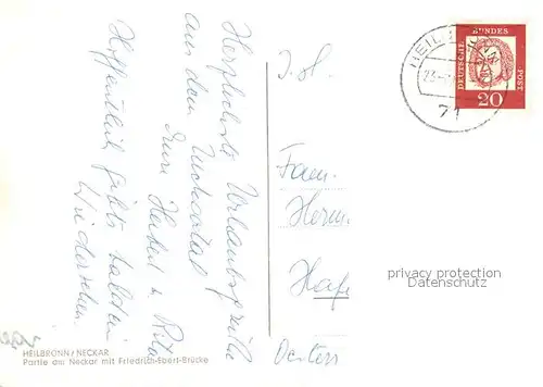 AK / Ansichtskarte Heilbronn_Neckar Neckarpartie mit Friedrich Ebert Bruecke Heilbronn Neckar