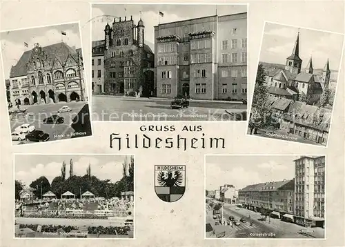 AK / Ansichtskarte Hildesheim Markt und Rathaus Templerhaus Freibad Johanneswiese Kaiserstrasse Hildesheim