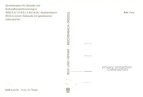 AK / Ansichtskarte Gatersleben Zentralinstitut fuer Genetik Gebaeude mit genetischen Laboratorien Gatersleben