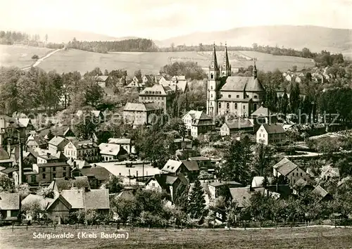 AK / Ansichtskarte Schirgiswalde Panorama mit Kirche Schirgiswalde