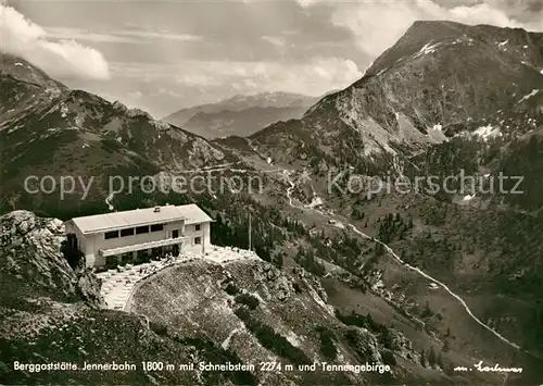 AK / Ansichtskarte Koenigssee Berggaststaette Jennerbahn mit Schneibstein und Tennengebirge Fliegeraufnahme Koenigssee