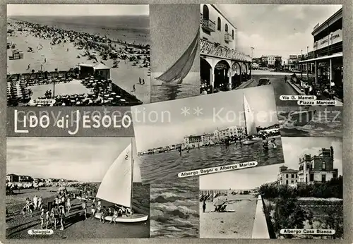 AK / Ansichtskarte Lido_di_Jesolo Spiaggia Albergo Bagni e Albergo Marina Via G Mameli Albergo Casa Bianca Lido_di_Jesolo