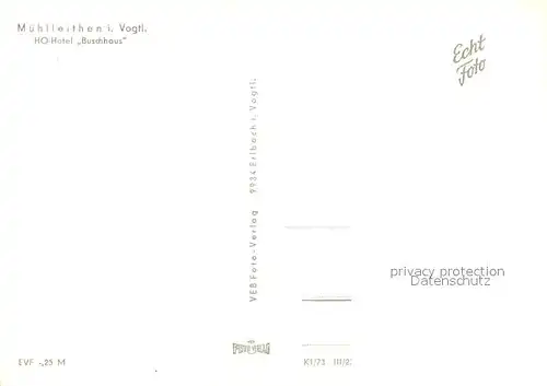 AK / Ansichtskarte Muehlleiten_Vogtland HO Hotel Buschhaus Muehlleiten_Vogtland