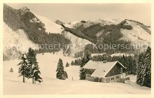 AK / Ansichtskarte Schliersee Hypothekenbank Huette am Spitzing Winterpanorama Bayerische Alpen Schliersee