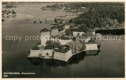 AK / Ansichtskarte Savonlinna Olavinlinna Schloss Fliegeraufnahme Savonlinna
