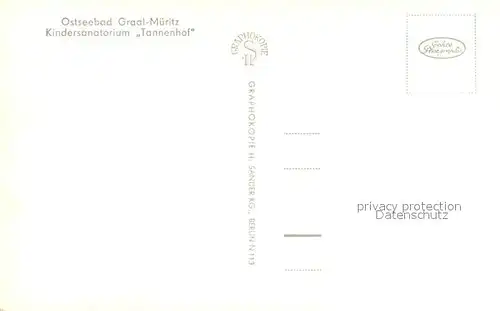 AK / Ansichtskarte Graal Mueritz_Ostseebad Kindersanatorium Tannenhof Graal Mueritz_Ostseebad