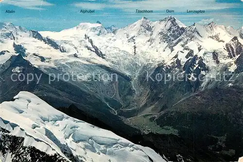 AK / Ansichtskarte Saas Fee mit Feegletscher Weissmiesgletscher Alphubel Walliser Alpen Fliegeraufnahme Saas Fee