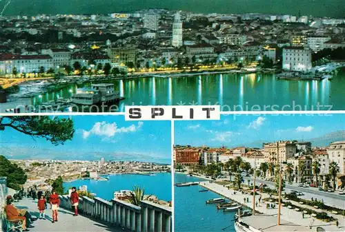 AK / Ansichtskarte Split_Spalato Nachtaufnahme Hafen Promenade Meerblick Uferstrasse Split_Spalato