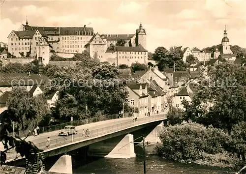 AK / Ansichtskarte Colditz Bruecke Zwickauer Mulde Blick zum Schloss Colditz