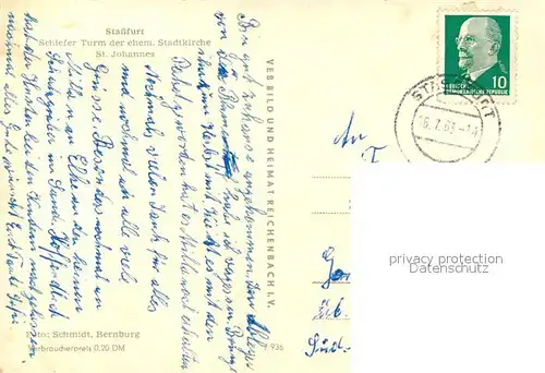 AK / Ansichtskarte Stassfurt Schiefer Turm der ehemaligen Stadtkirche St Johannes Stassfurt