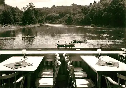 AK / Ansichtskarte Eiswoog Gasthof Forelle Wintergarten Seeblick Bootfahren Eiswoog