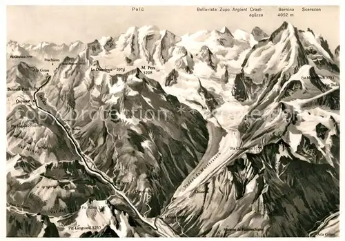 AK / Ansichtskarte Pontresina Berninagruppe aus der Vogelschau Pontresina