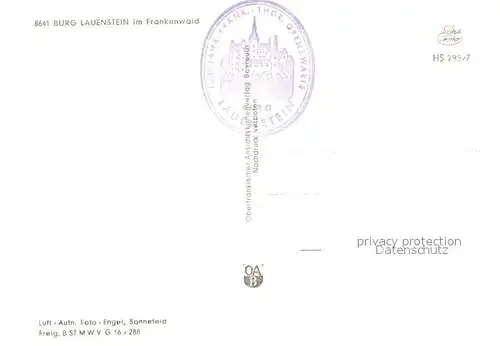 AK / Ansichtskarte Lauenstein_Oberfranken Burg Fliegeraufnahme Lauenstein_Oberfranken