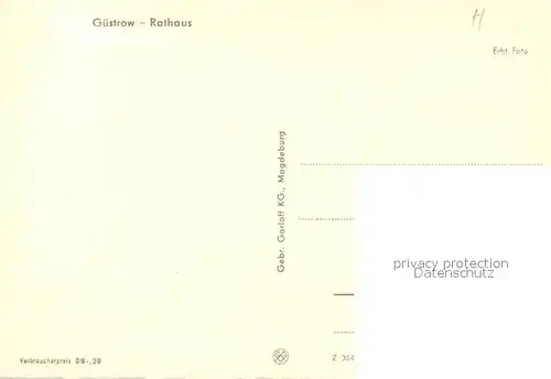 AK / Ansichtskarte Guestrow_Mecklenburg_Vorpommern Rathaus Guestrow_Mecklenburg