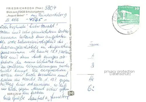 AK / Ansichtskarte Friedrichroda Teilansicht mit FDGB Erholungsheim August Bebel Friedrichroda