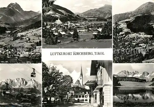 AK / Ansichtskarte Kirchberg_Tirol Gesamtansicht mit Alpenpanorama See Bergbahn Ortsmotiv mit Kirche Kirchberg Tirol