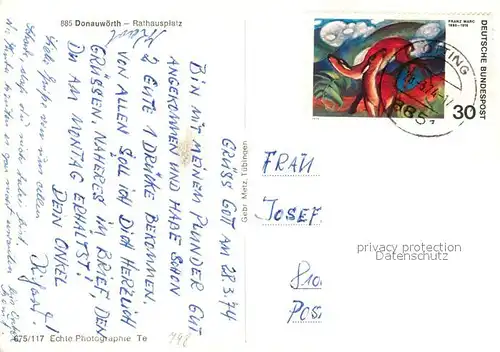 AK / Ansichtskarte Donauwoerth Rathausplatz Donauwoerth