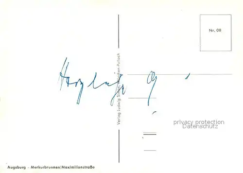AK / Ansichtskarte Augsburg Merkurbrunnen Maximilianstrasse Giebelhaeuser Innenstadt Augsburg