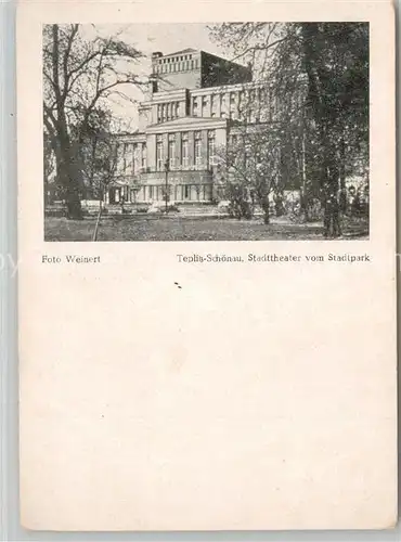 AK / Ansichtskarte Teplitz Schoenau_Teplice Stadttheater vom Stadtpark 