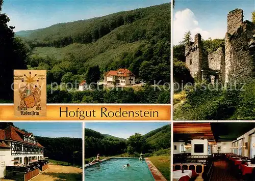 AK / Ansichtskarte Reichelsheim_Odenwald Pension Hofgut Rodenstein Schwimmbad Reichelsheim Odenwald