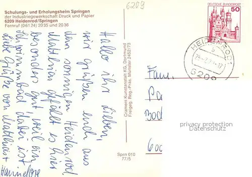 AK / Ansichtskarte Springen_Untertaunus Fliegeraufnahme Erholungsheim Springen Untertaunus