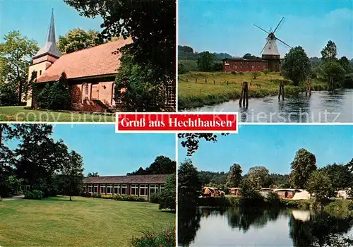 AK / Ansichtskarte Hechthausen Windmuehle Kirche Camping Hechthausen