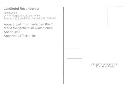 AK / Ansichtskarte Wegscheid_Niederbayern Landhotel Rosenberger Wegscheid Niederbayern