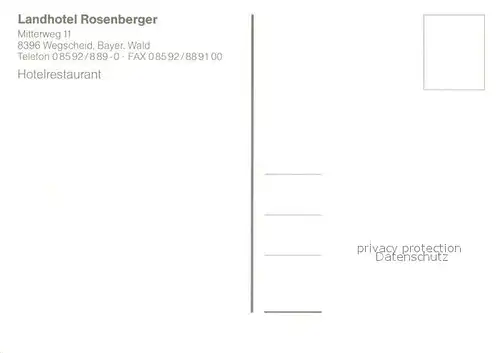 AK / Ansichtskarte Wegscheid_Niederbayern Landhotel Rosenberger Speisesaal Wegscheid Niederbayern