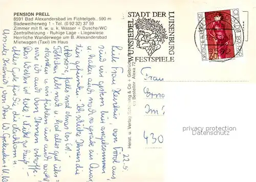 AK / Ansichtskarte Bad_Alexandersbad Pension Prell  Bad_Alexandersbad