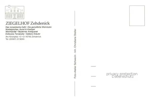 AK / Ansichtskarte Zehdenick Ziegelhof Cafe mit Weinstube Zehdenick