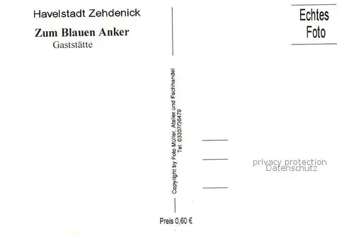 AK / Ansichtskarte Zehdenick Restaurant Zum blauen Anker Zehdenick