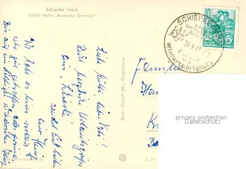 AK / Ansichtskarte Schierke_Harz FDGB Heim Hermann Gieseler Schierke Harz