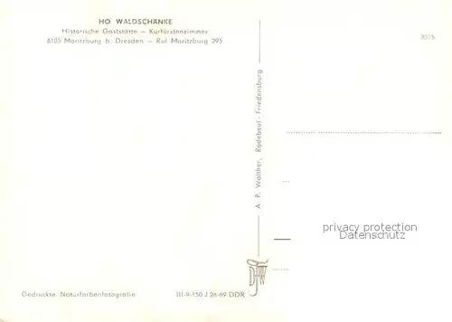 AK / Ansichtskarte Moritzburg_Sachsen HO Waldschaenke Kurfuerstenzimmer  Moritzburg Sachsen