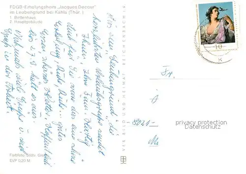 AK / Ansichtskarte Kahla_Thueringen Leubengrund Erholungsheim Jacques Decour Bettenhaus Hauptgebaeude Kahla_Thueringen