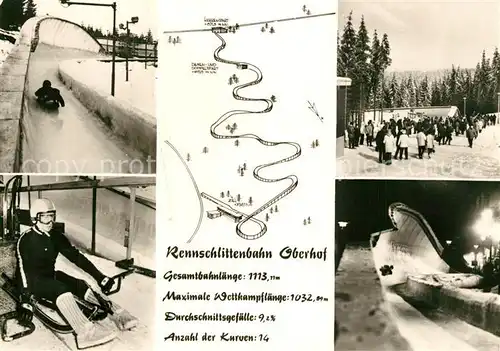 AK / Ansichtskarte Oberhof_Thueringen Rennschlittenbahn Details Oberhof Thueringen