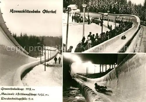 AK / Ansichtskarte Oberhof_Thueringen Rennschlittenbahn Details Oberhof Thueringen