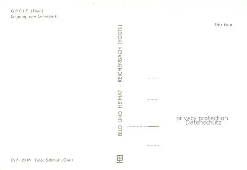 AK / Ansichtskarte Greiz_Thueringen Eingang zum Leninpark Greiz Thueringen