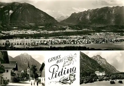 AK / Ansichtskarte Piding mit Lattengebirge Salzburger Strasse und Schloss Staufeneck Piding