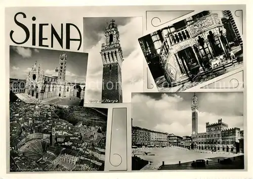 AK / Ansichtskarte Siena La Cathedrala Torre del Mangia Cattedrale Il pulpito Il Campo Fliegeraufnahme Siena