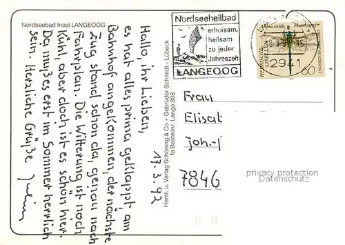 AK / Ansichtskarte Langeoog_Nordseebad Fliegeraufnahme Wasserturm Park Duenen Langeoog_Nordseebad