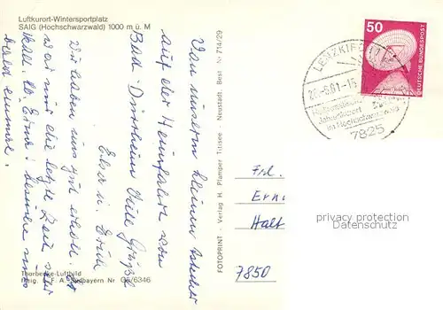 AK / Ansichtskarte Saig_Schwarzwald Fliegeraufnahme mit Feldber Saig Schwarzwald