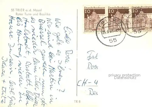 AK / Ansichtskarte Trier Roter Turm und Basilika Trier