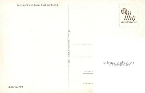 AK / Ansichtskarte Weilburg Partie am Fluss Bruecke Schloss Weilburg