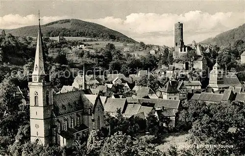 AK / Ansichtskarte Eppstein_Taunus Teilansicht Luftkurort mit Kirche und Burgruine Eppstein_Taunus
