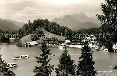 AK / Ansichtskarte Koenigssee Hotel Schiffmeister Hotel Seehaus mit Lattengebirge und Untersberg Alpen Koenigssee