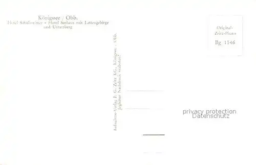 AK / Ansichtskarte Koenigssee Hotel Schiffmeister Hotel Seehaus mit Lattengebirge und Untersberg Alpen Koenigssee