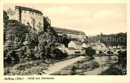 AK / Ansichtskarte Weilburg Schloss und Lahnbruecke Weilburg